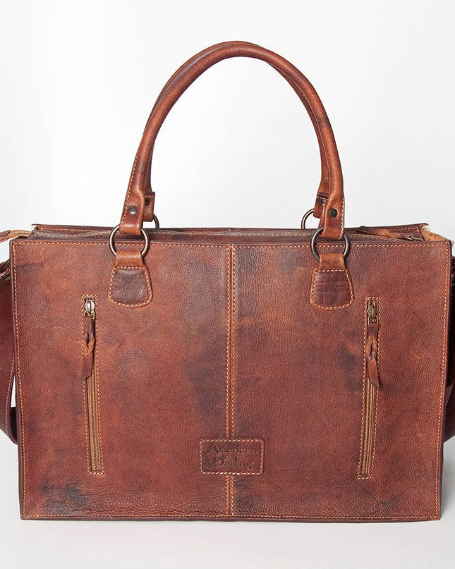 LC-ADBGZ200E Cowhide & Hand-Painted Sunflower Tooled Leather Tote - Western Shoulder Bag with Strap