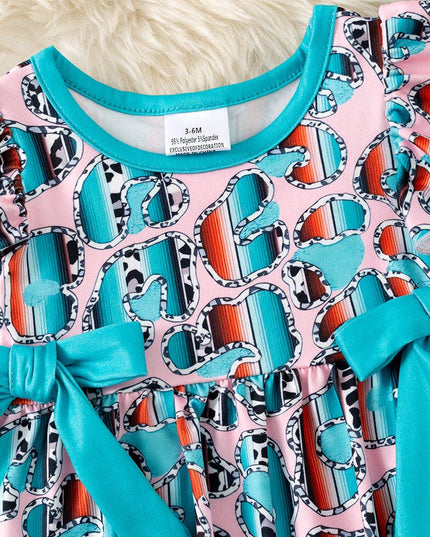 Serape, cheetah printed baby romper w/snaps. RPG61010 AMY