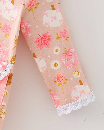 Creamy & pink pumpkin printed baby bodysuit. RPG64147 SOL