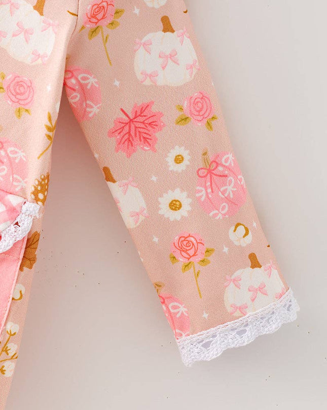 Creamy & pink pumpkin printed baby bodysuit. RPG64147 SOL
