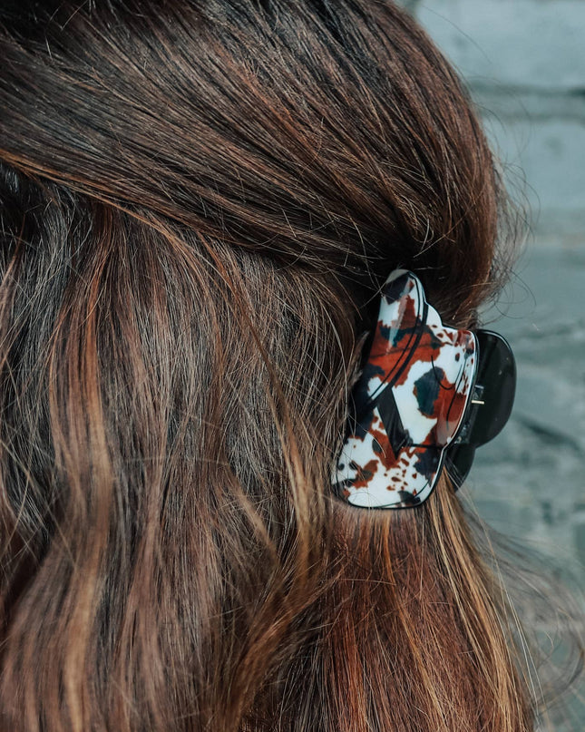 Brown Cowhide Cowboy Hat Hair Clip