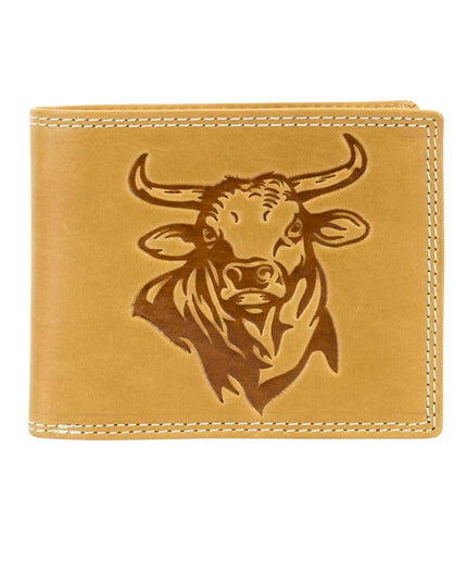Oil Pull Up Embossed Steer Bifold Wallet ABB 006