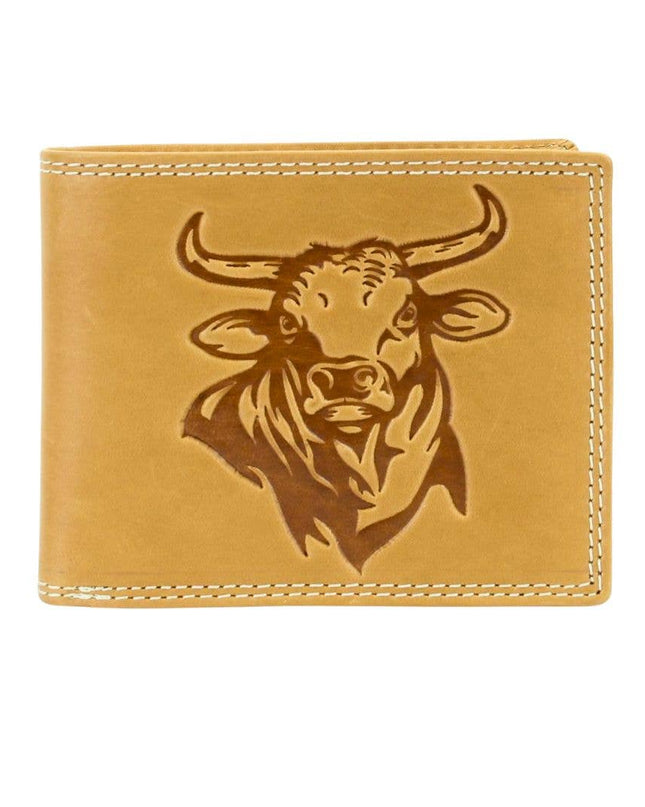 Oil Pull Up Embossed Steer Bifold Wallet ABB 006