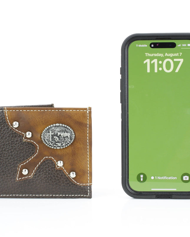 Bifold Wallet with Cowboy Cross and Horse Concho VL 865