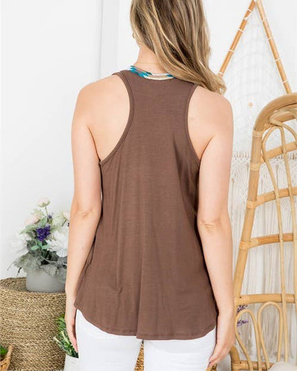 AV1129-PEYTON AZTEC PRINT COLOR BLOCK TOP