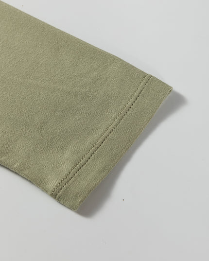 Laurel Green Solid Color Long Sleeve Fitted Top