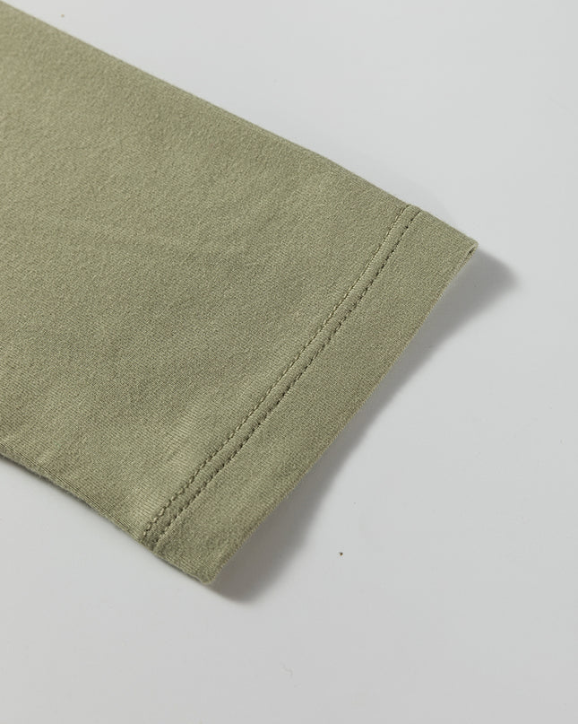 Laurel Green Solid Color Long Sleeve Fitted Top