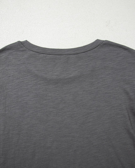 Dark Grey Double Ruffled Short Sleeve Plus Size Top
