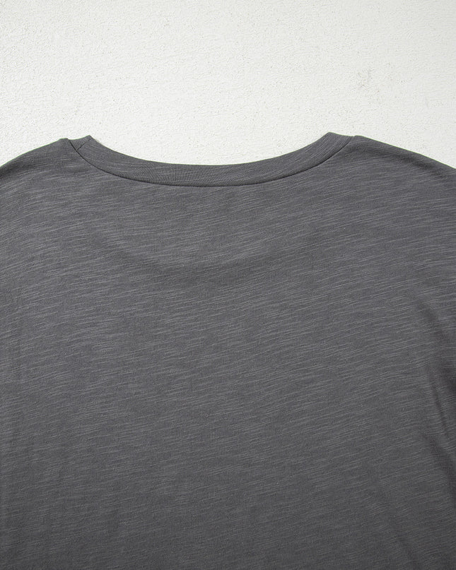 Dark Grey Double Ruffled Short Sleeve Plus Size Top