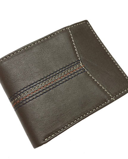 Contrast Stitch Bifold Wallet w/ Vanity Tray & Keychain