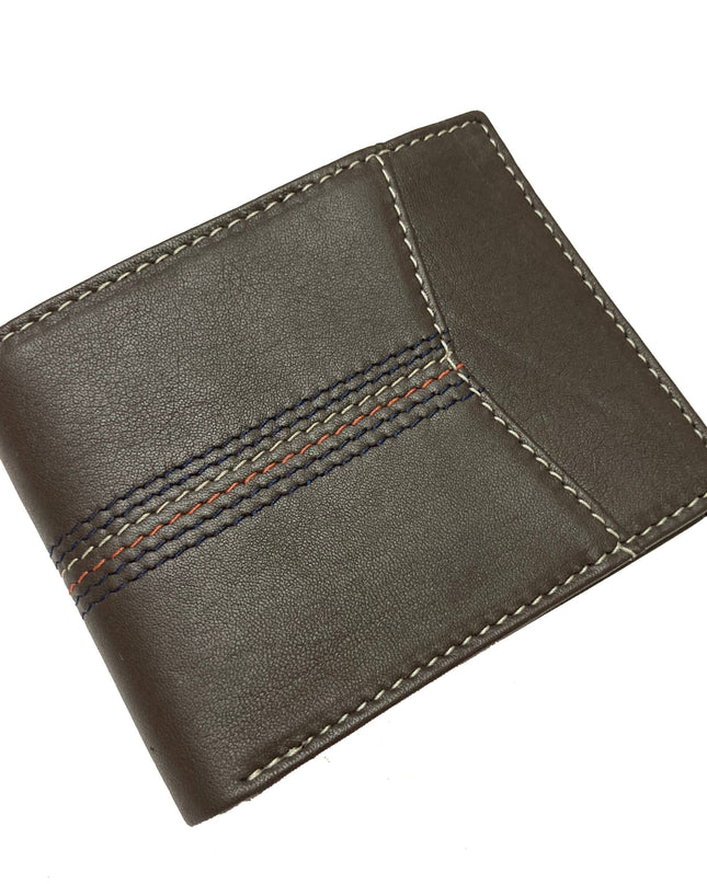 Contrast Stitch Bifold Wallet w/ Vanity Tray & Keychain
