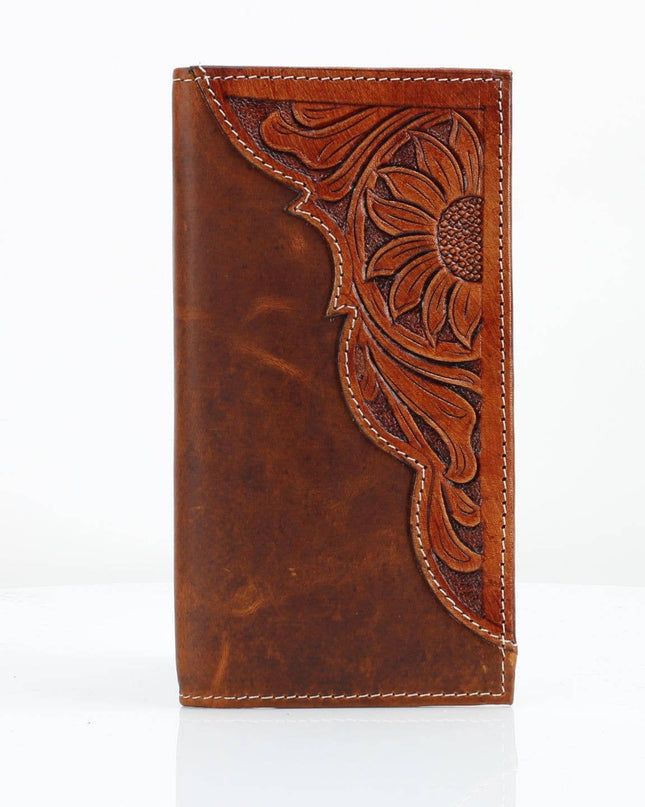Oil Pull Up Tooled Leather Accent Rodeo Wallet ABW027