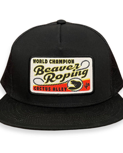 "Beaver Roping" - 6006 Black/ Black Mesh, Snapback Cap (WESA JAN 2024)