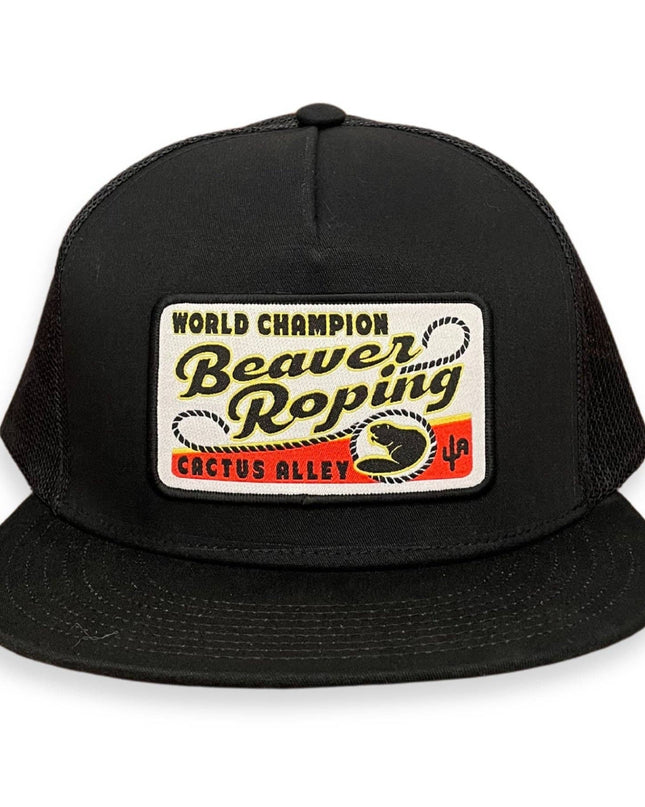 "Beaver Roping" - 6006 Black/ Black Mesh, Snapback Cap (WESA JAN 2024)