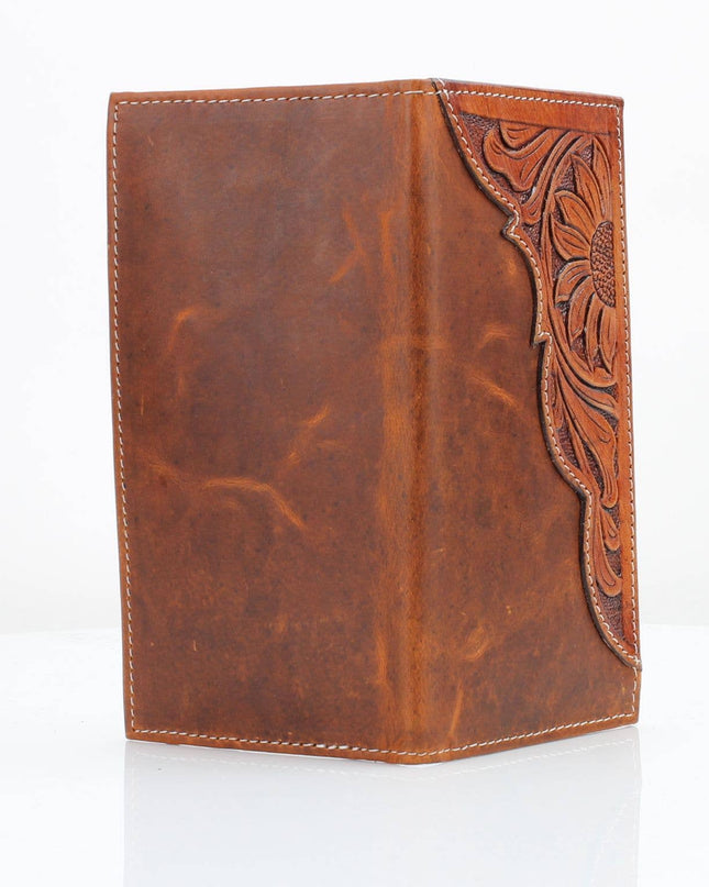 Oil Pull Up Tooled Leather Accent Rodeo Wallet ABW027