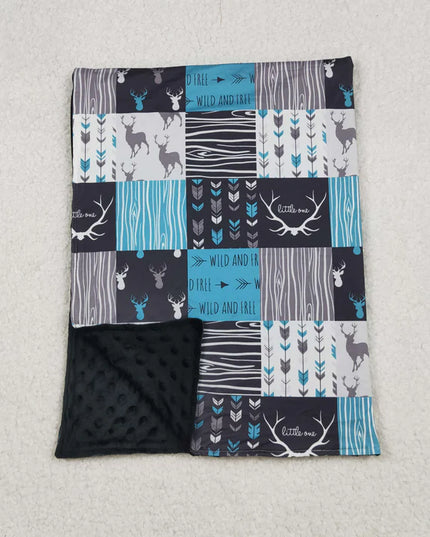 Wild & Free  Newborn Baby Blanket Blue