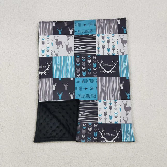 Wild & Free  Newborn Baby Blanket Blue