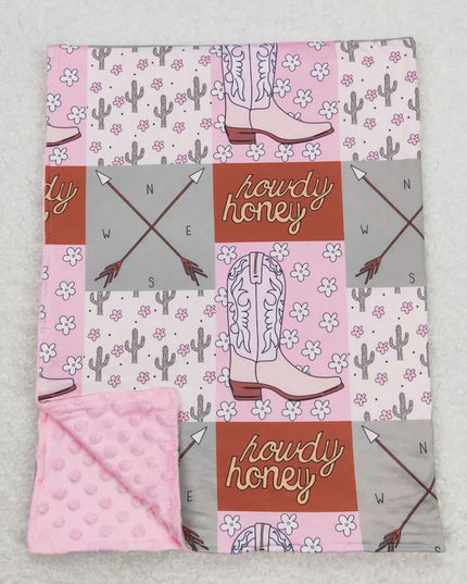 Howdy Honey Pink  Newborn Baby Blanket