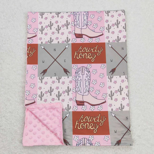 Howdy Honey Pink  Newborn Baby Blanket