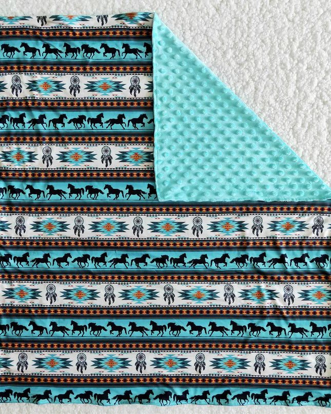 Baby Western Design Blue Stripe Blanket