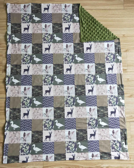 Hunting Camo Army Green Duck Newborn Baby Blanket