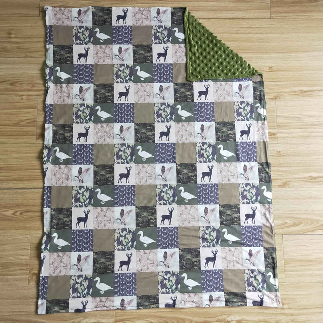 Hunting Camo Army Green Duck Newborn Baby Blanket