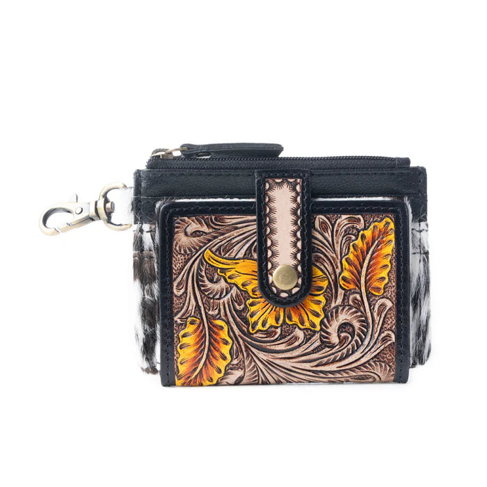 Myra - Wildflowers of the Prairie Credit Card Holder In Black & Brown - Black And Brown / Single