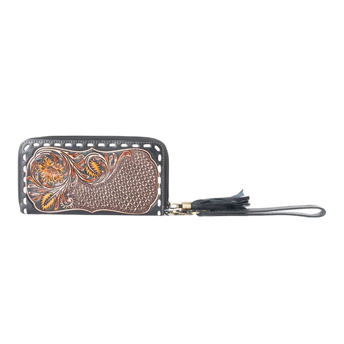 Myra - Bison Canyon Blooms Hand-Tooled Clutch Wallet