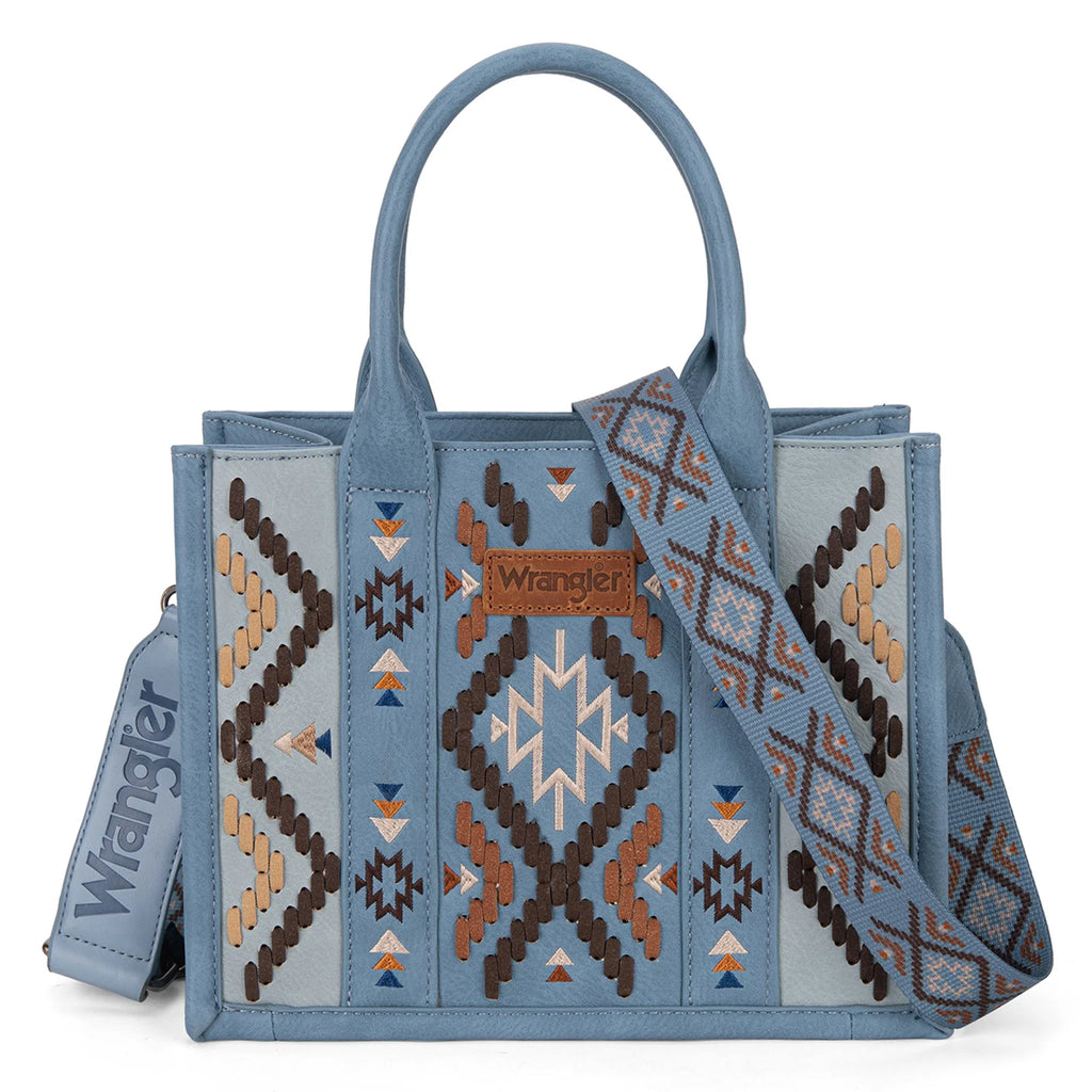 Wrangler Aztec Embroidered Tote/Crossbody - Jean