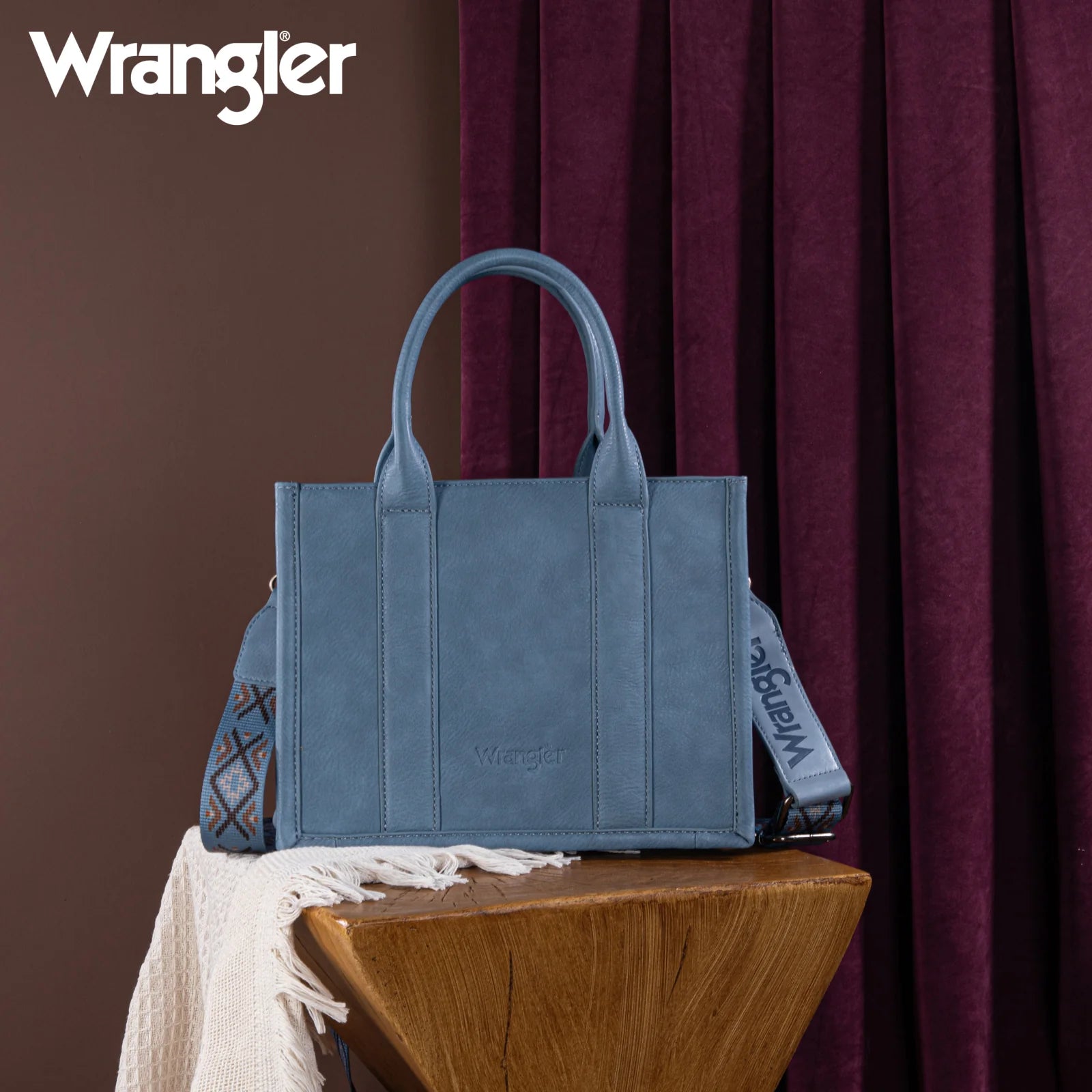 Wrangler Aztec Embroidered Tote/Crossbody - Jean