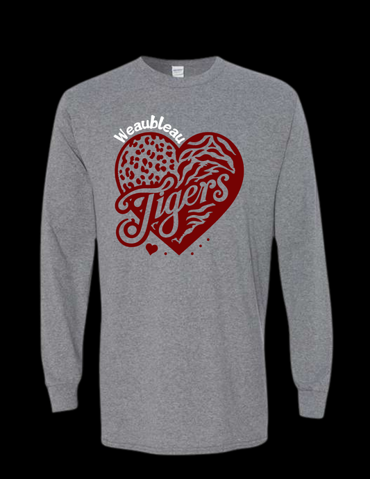 Weaubleau Tigers Heart - Gildan - Heavy Cotton™ Long Sleeve T-Shirt