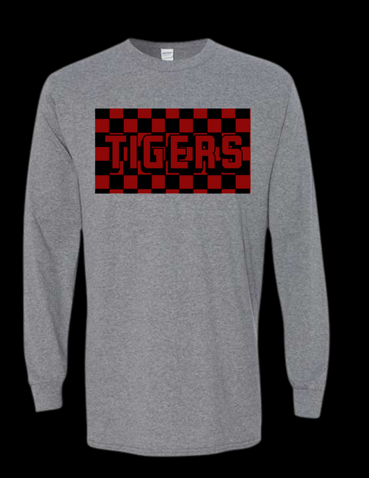 Weaubleau Tigers Checkered - Gildan - Heavy Cotton™ Long Sleeve T-Shirt