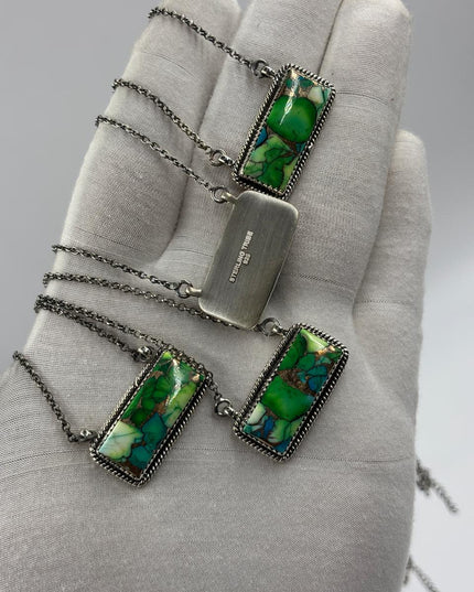 Sterling Silver Bar Necklace - Peacock