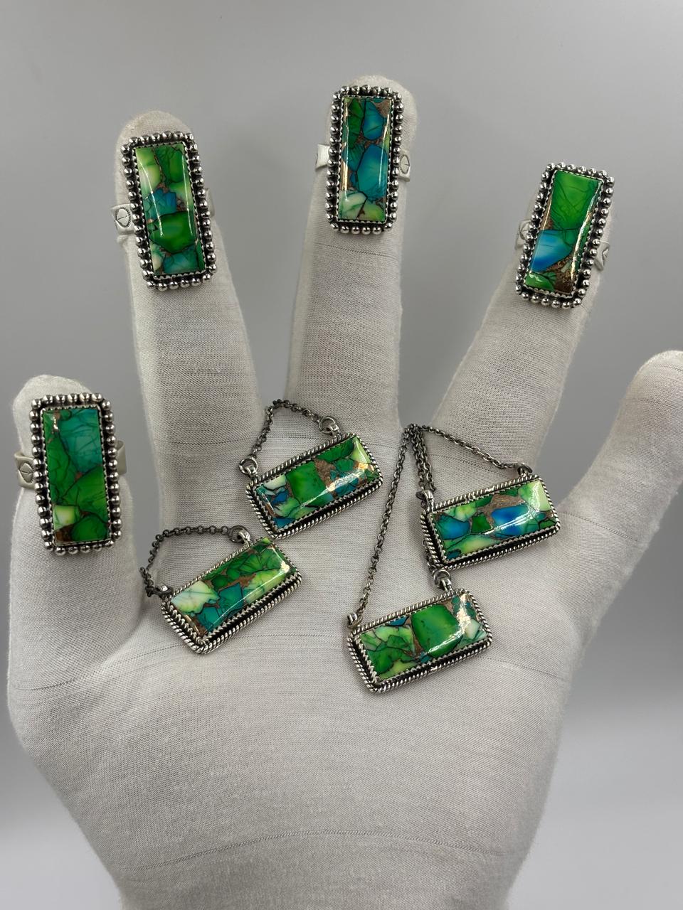 Sterling Silver Bar Necklace - Peacock