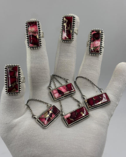 Sterling Silver Bar Ring - Rose Dahlia