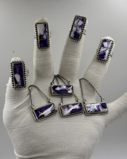 Sterling Silver Bar Ring - Violet Dahlia