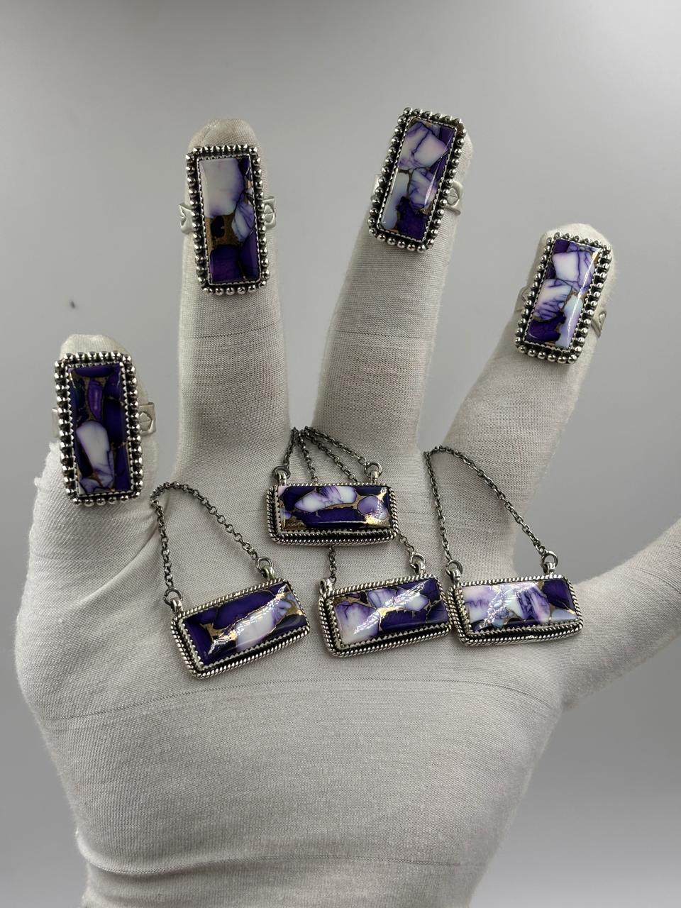 Sterling Silver Bar Ring - Violet Dahlia