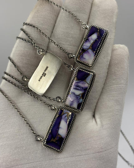 Sterling Silver Bar Necklace - Violet Dahlia
