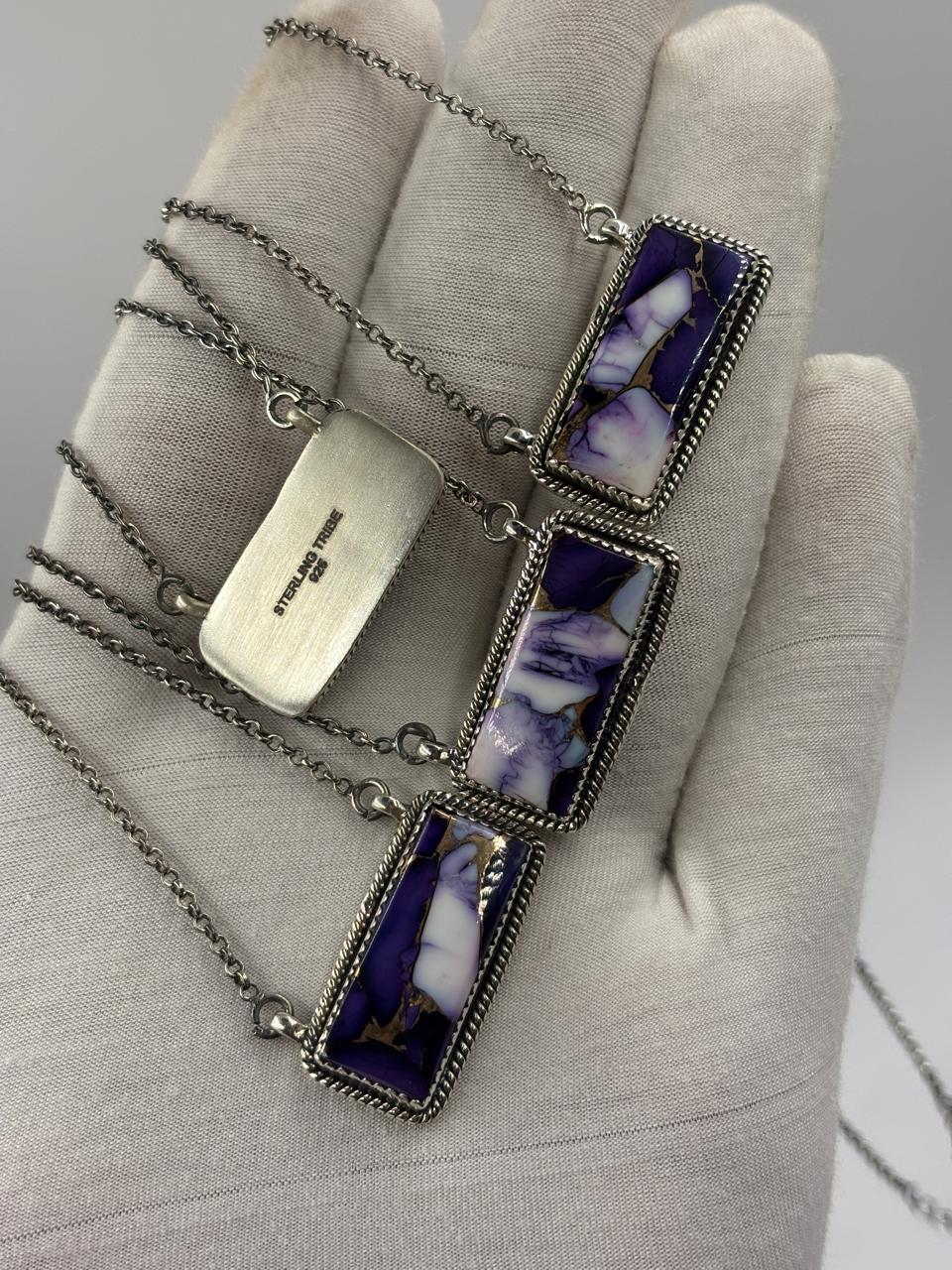 Sterling Silver Bar Necklace - Violet Dahlia