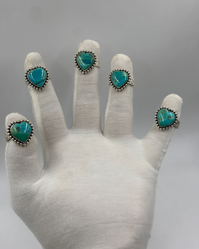 Sterling Silver Heart - Kingsman Turquoise