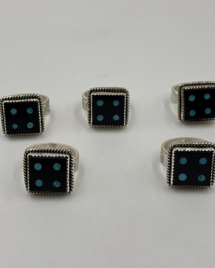 Sterling Silver Dice - Turquoise & Onyx