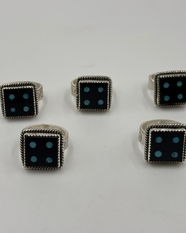 Sterling Silver Dice - Turquoise & Onyx