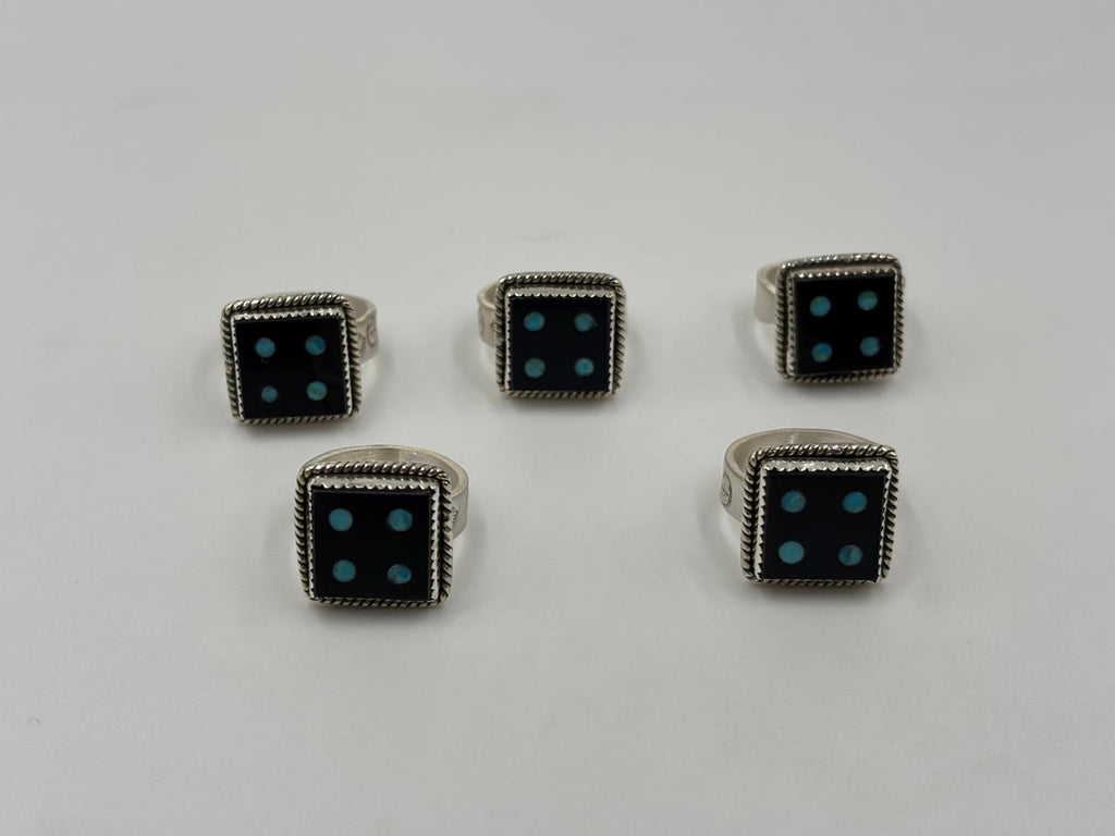 Sterling Silver Dice - Turquoise & Onyx