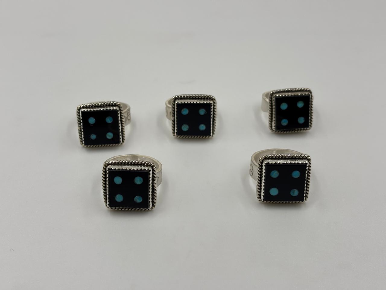 Sterling Silver Dice - Turquoise & Onyx