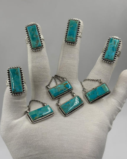 Sterling Silver Bar Necklace - Kingsman Turquoise