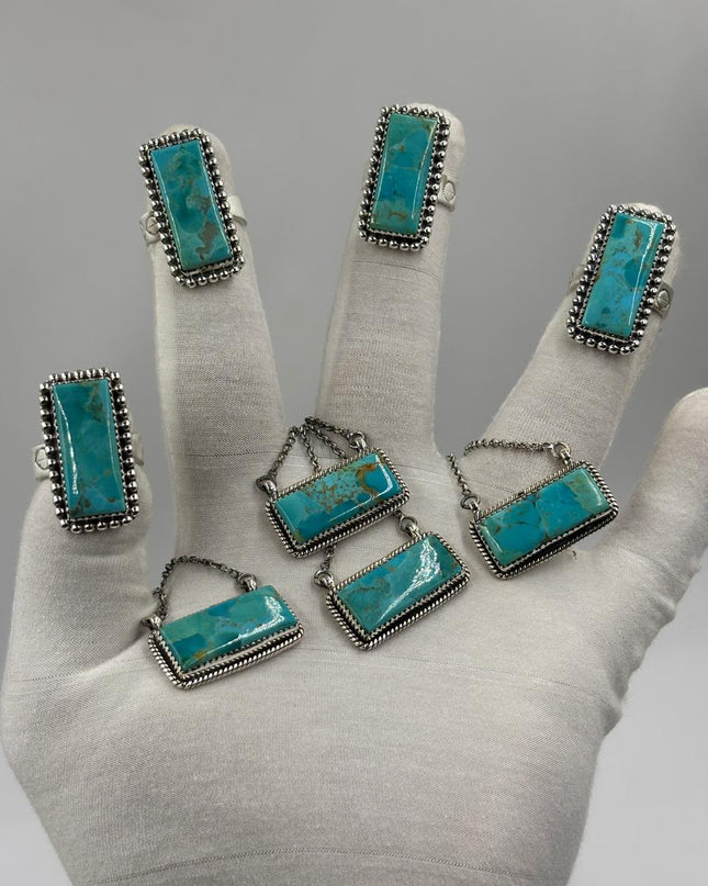 Sterling Silver Bar Ring - Kingsman Turquoise