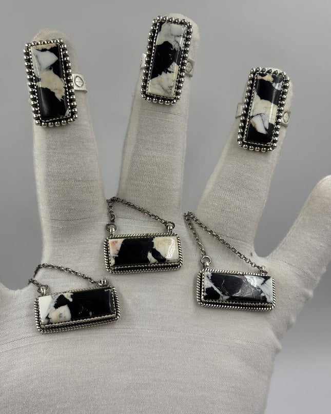 Sterling Silver Bar Necklace - White Buffalo