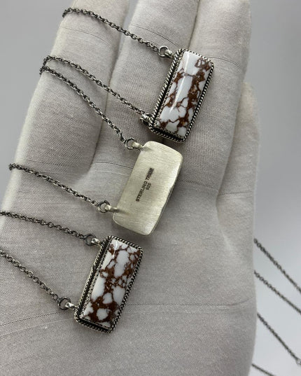 Sterling Silver Bar Necklace - Wild Horses