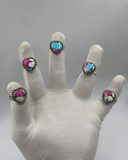 Sterling Silver Heart - Cotton Candy Dahlia