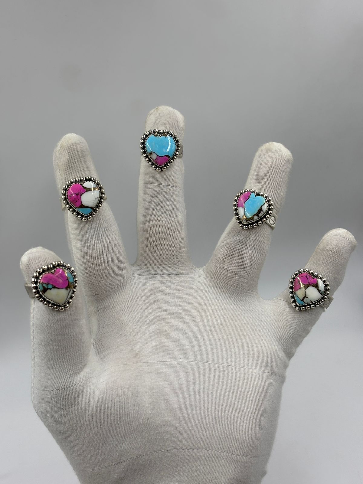 Sterling Silver Heart - Cotton Candy Dahlia